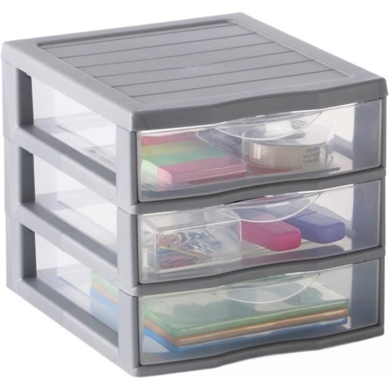 Sundis Tour De Rangement Orgamix A6 3 Tiroirs 21x18x17 Cm Gris