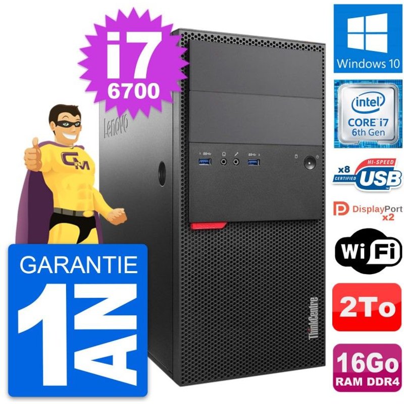 PC Tour Lenovo ThinkCentre M800 Core i7-6700 RAM 16Go Disque 2To Windows 10 Wifi