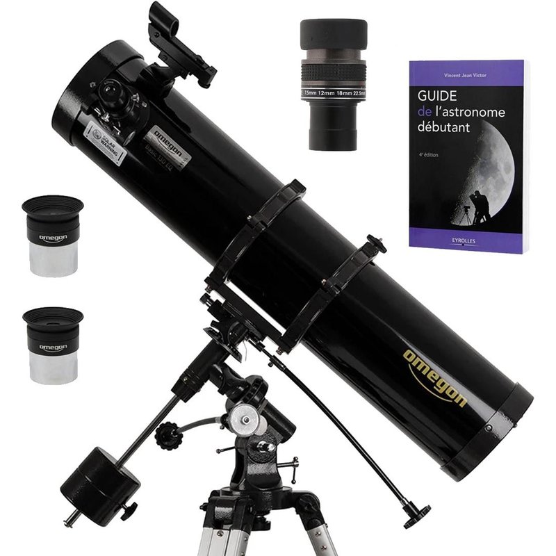 Pack Complet Télescope Omegon 130/920 EQ2 + Zoom + Guide Débutant + Oculaires + Visée