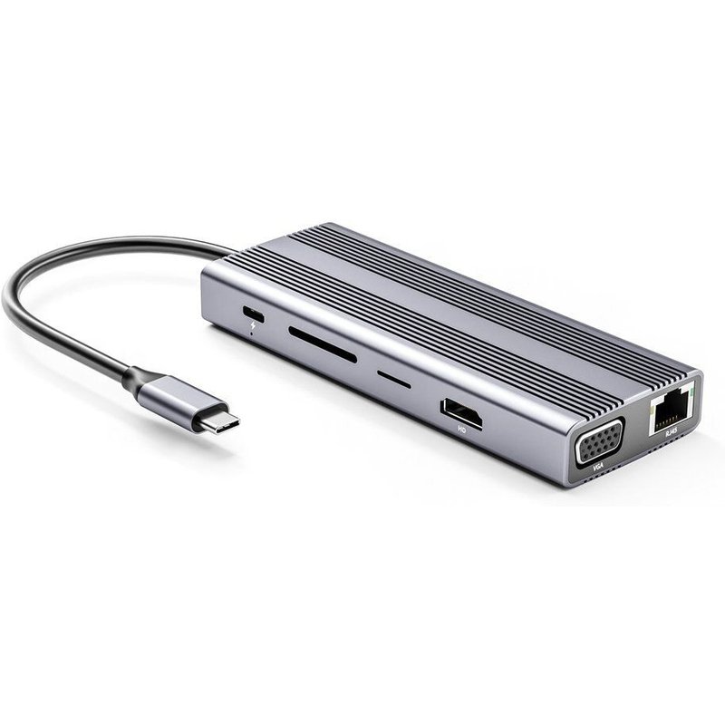 Hub USB Type C vers HDMI, adaptateur 4K VGA, RJ45 Lan Ethernet SD TF USB-C 3.0, prise Jack 3.5mm, Audio et vidéo pour MacBook Pro