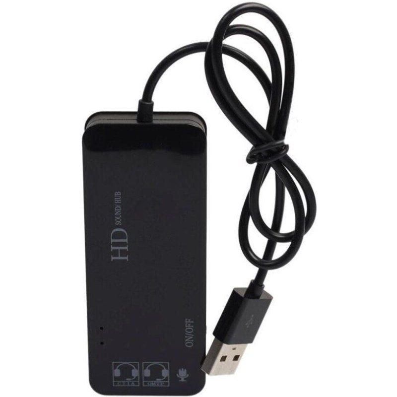 Adaptateur Audio stéréo USB 2.0 Hub, avec adaptateur de mixage stéréo, 3 ports, ordinateur portable, carte son externe en plastique noir et blanc, nouveau