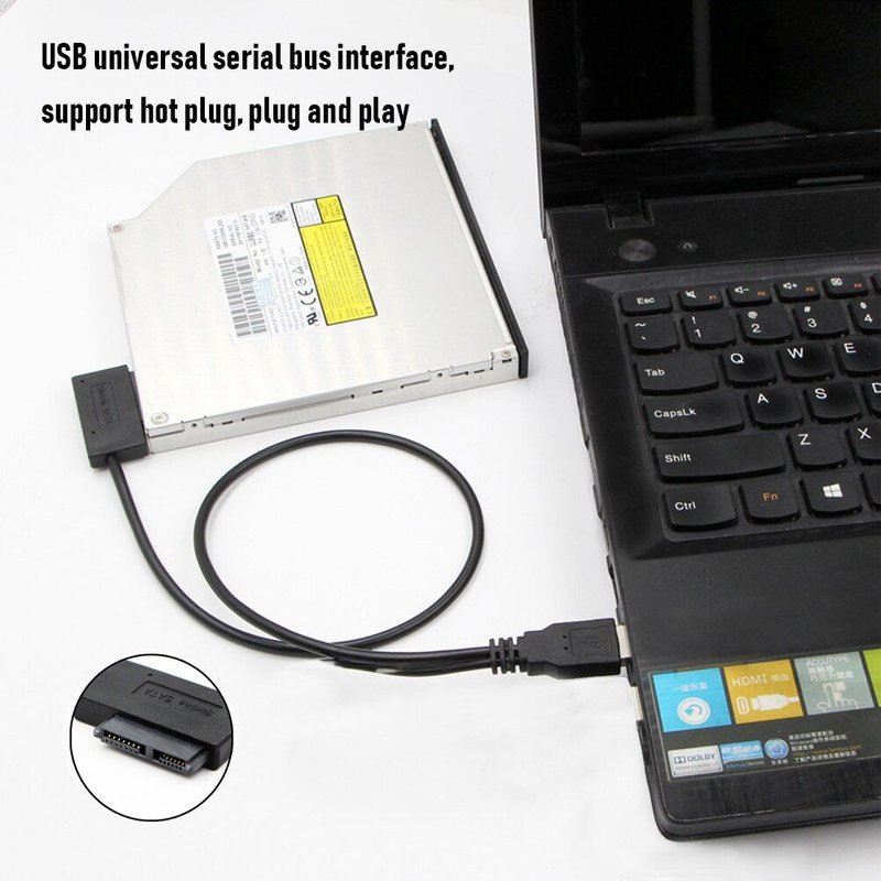 Câble adaptateur USB 2.0 à SATA universel, convertisseur 6 + 7 broches, connecteurs 13 broches pour ordinateur portable, PC, SSD, disque dur