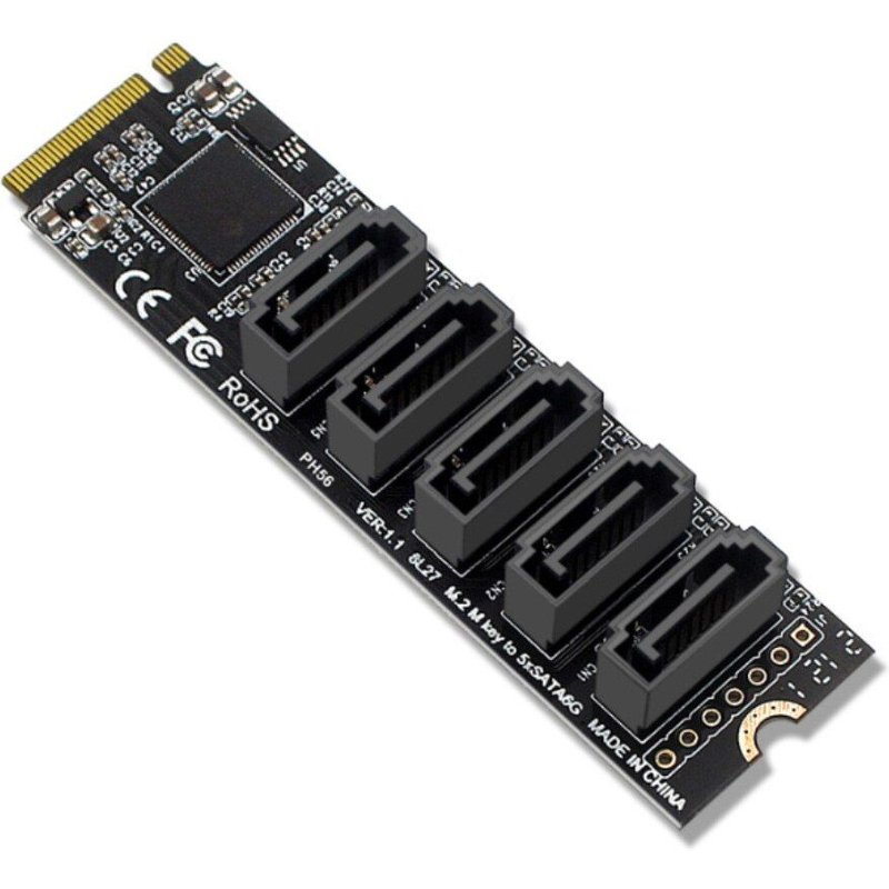 Adaptateur SATA PCI E Ă 5 Ports, carte d'extension SATA 3.0 vers PCIe X1 X16, convertisseur M.2 vers SATA 3 III PCI Express