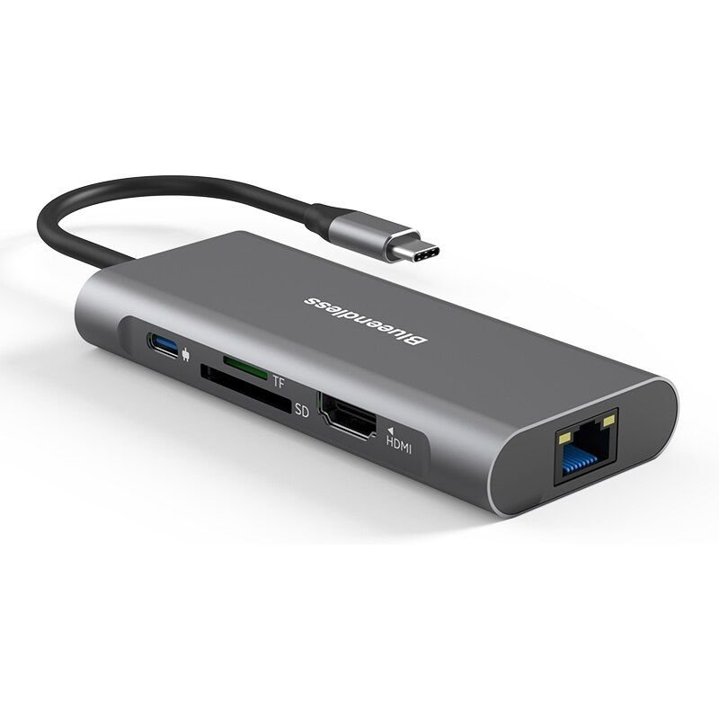 Adaptateur USB type-c 8 en 1, HDMI, 4K, PD, Gigabit Ethernet, VGA, USB 3.0, micro/Audio, SD/TF, extension de Ports pour MacBook Pro Window