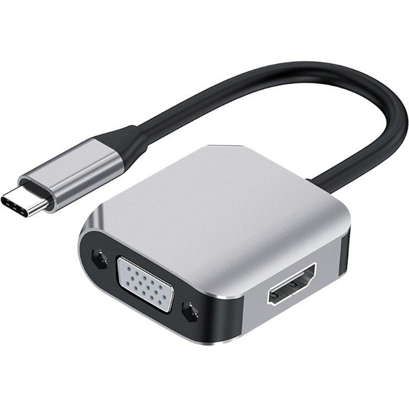 Mini adaptateur de Projection pour moniteur d'ordinateur, convertisseur de Support de Type C à HDMI + VGA, pièces de rechange électroniques numériques D7WC