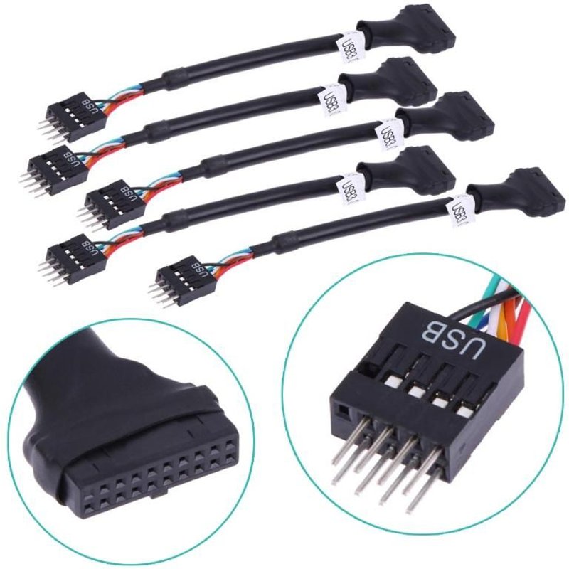 Câble adaptateur USB 3.0 femelle à 9 broches 2.0 mâle, 19/20 broches, pour carte mère, connecteurs de vitesse de données 480mbps, 1 à 5 pièces