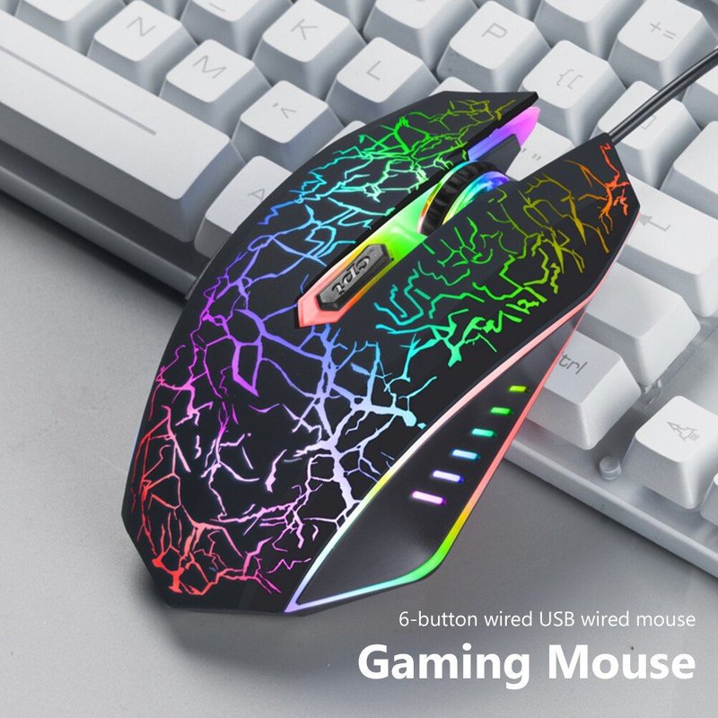 Souris de jeu ergonomique à câble USB, 6 boutons, 4 niveaux DPI réglables, pour ordinateur portable