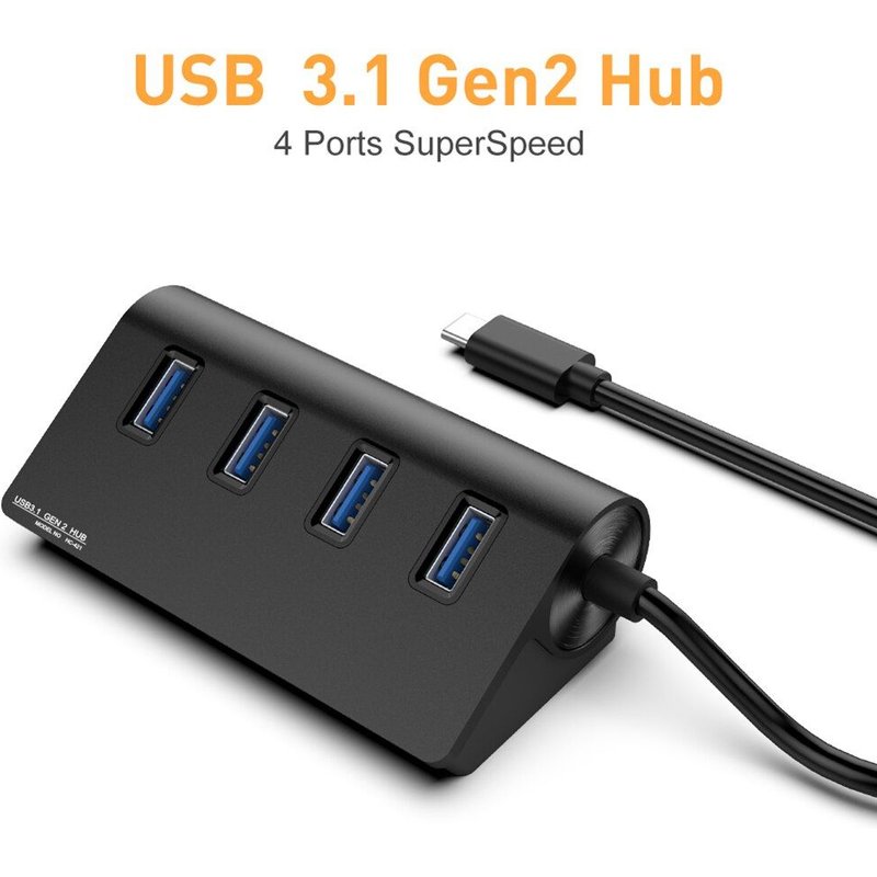 Adaptateur USB 3.1 Gen 2 pour disque dur 10Gbps, adaptateur HUB de Type C, 4 Ports USB C vers USB A