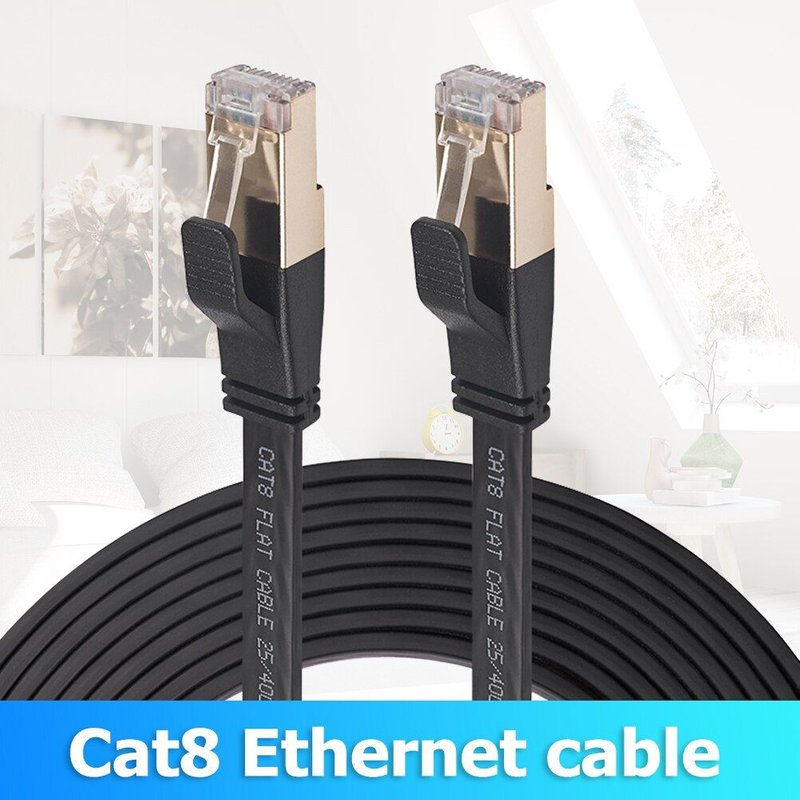 câble Ethernet Cat8 40Gbps, cordon de raccordement LAN, connecteur RJ45 plaqué or, fil plat pour Modem routeur et ordinateur PC