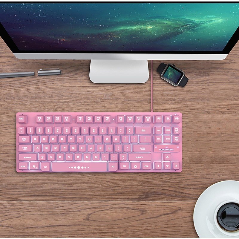 Clavier de jeu filaire rétro-éclairé, ergonomique, pour Gamer, Mini 87 touches, pour ordinateur portable