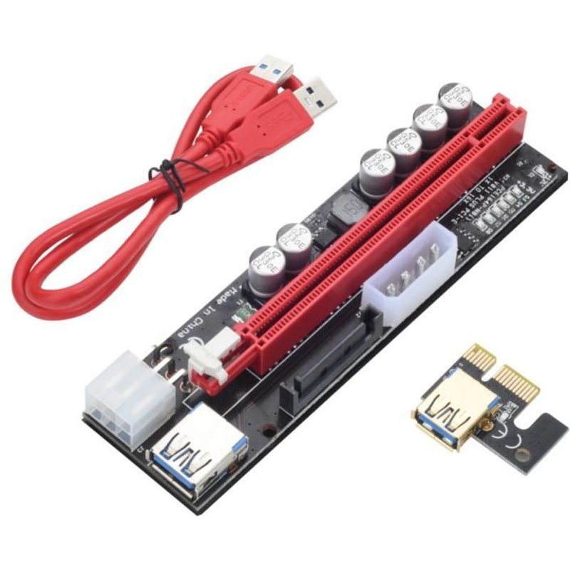 Câble d'extension de carte graphique PCI-E, usb 3.0, adaptateur SATA 6 broches, 1X 16x, pour mineur BTC