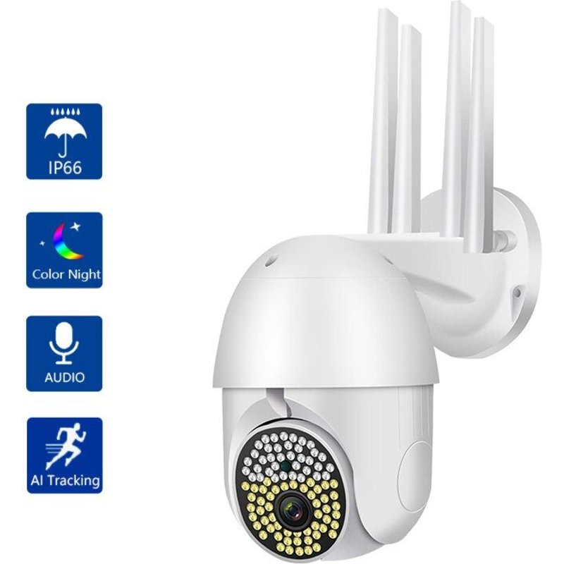 Caméra de Surveillance extérieure à 360 degrés, étanche IP66, niveau 88, lumières rouges et blanches, pour 24 heures d'alarme vidéo ou vidéo