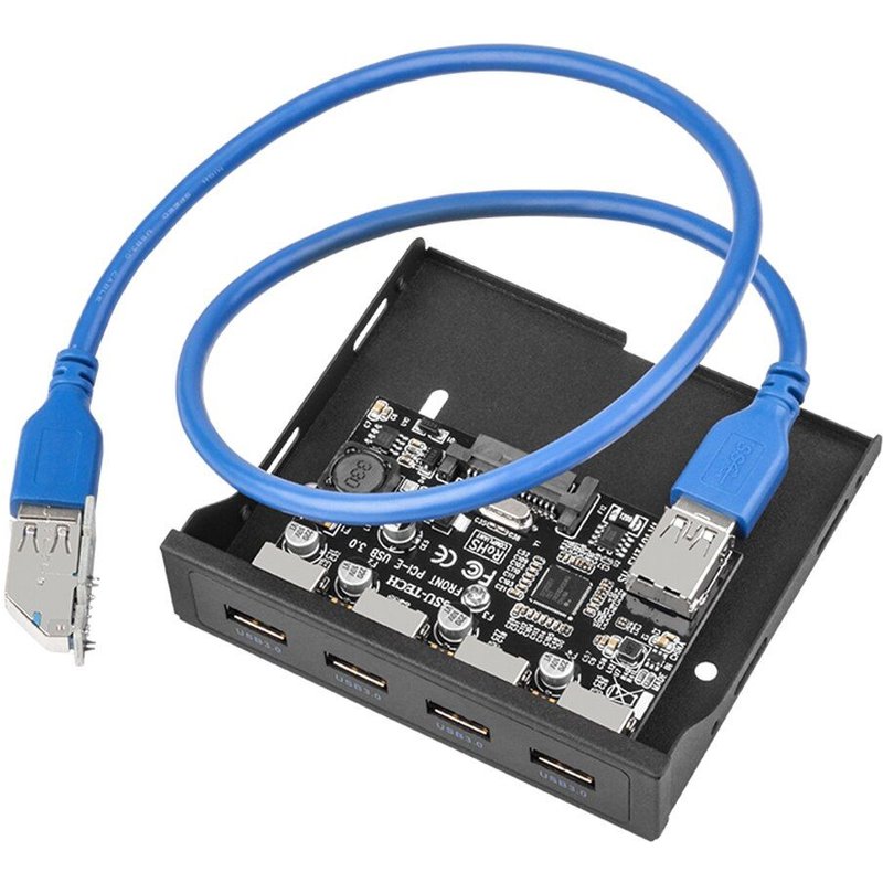 Adaptateur PCI-E vers USB 3.0, 4 Ports, 1x5Gbps, avec carte PCI Express Riser, convertisseur PCI e pour baie de disque de disquette