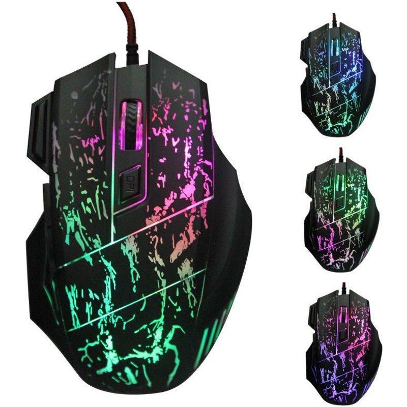 Souris de jeu pour pro gamer, pour ordinateur portable, mini de 7 boutons, 5500 dpi, 7 couleurs LED rétro-éclairage optique,