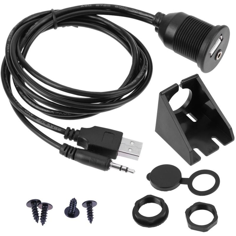 Câble d'extension USB 2.0 mâle-femelle pour tableau de bord de voiture et Moto, 1m, 3.5mm