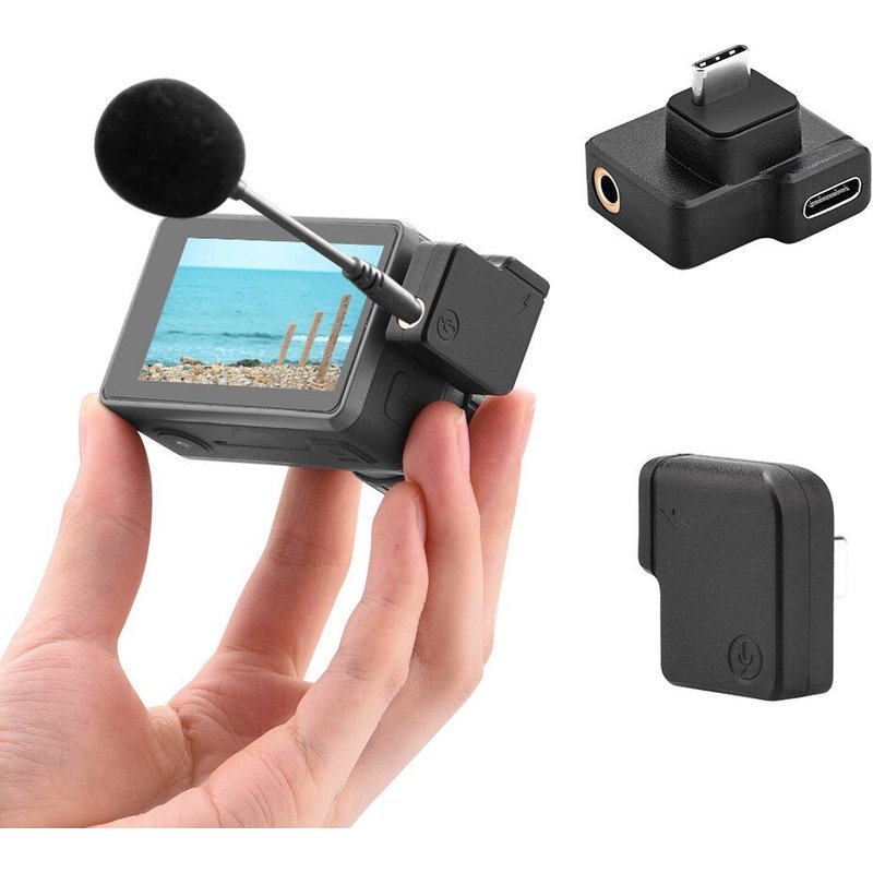 Adaptateur audio pour microphone DJI OSMO Action, 3.5mm/USB-C, support de micro externe pour prise TRS, accessoires