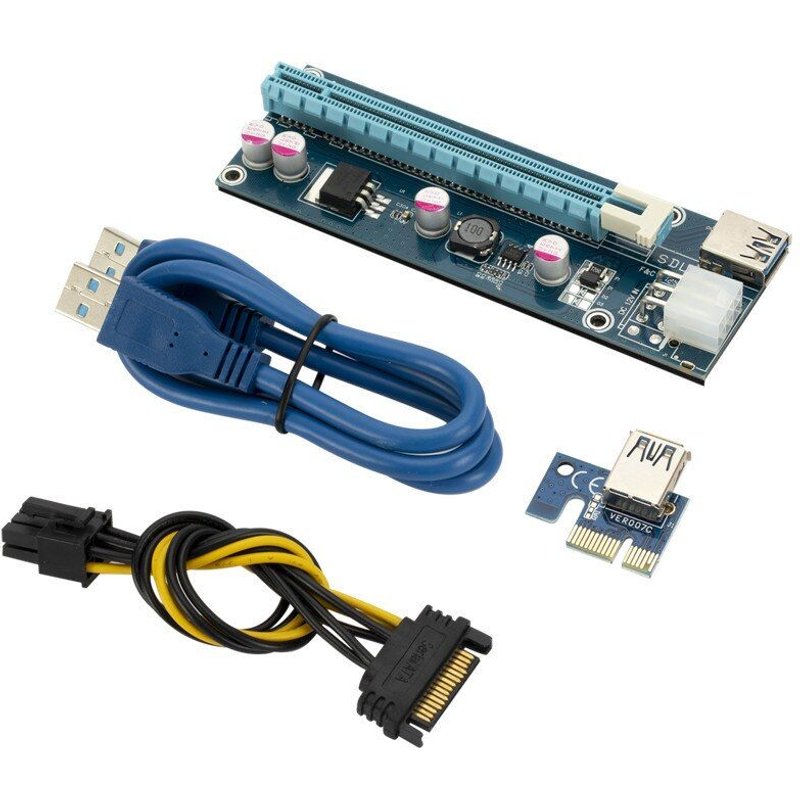 Carte adaptateur usb 3.0, 1X à 16X, câble d'extension graphique, carte PCIE Riser, 6 broches