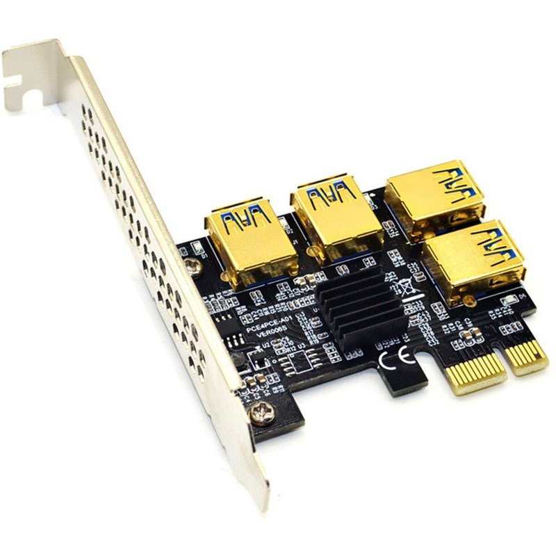 adaptateur PCI-E vers PCIe PCI Express 1x vers 16x, carte de relevage de minage 1 Ă 4, multiplicateur USB 3.0 pour mineur BTC, nouveau