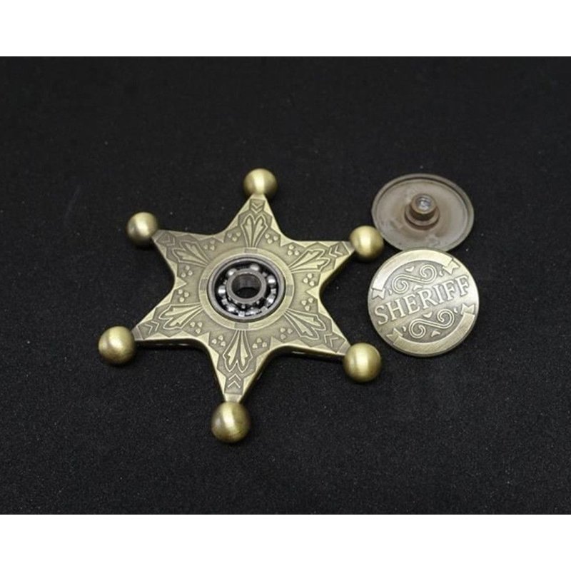 Td® Hand Spinner Métal Étoile Sheriff Or - Jeu De Rotation