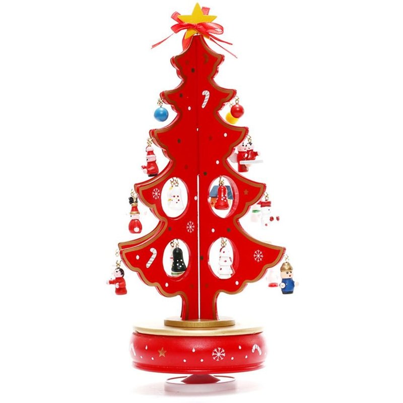 Boîte à musique classique en bois, Design mécanique, arbre de noël avec pendentifs, boîte à musique Miniature faite à la main pour cadeau d'anniversaire saint valentin