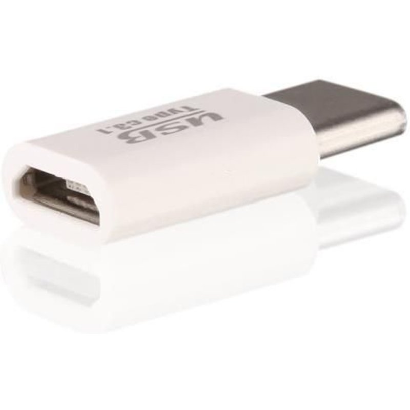 Adaptateur Micro USB vers Micro USB Type C 3.1 blanc