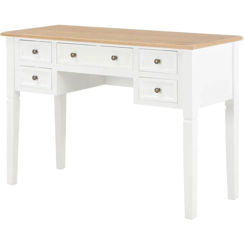 Bureau Table Meuble Travail Informatique Bois Blanc 109,5 Cm 0502114