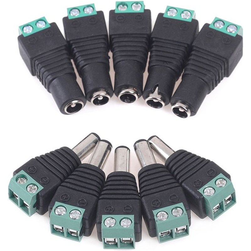 5 paires de caméras de vidéosurveilllance, adaptateur de prise de courant femelle et mâle