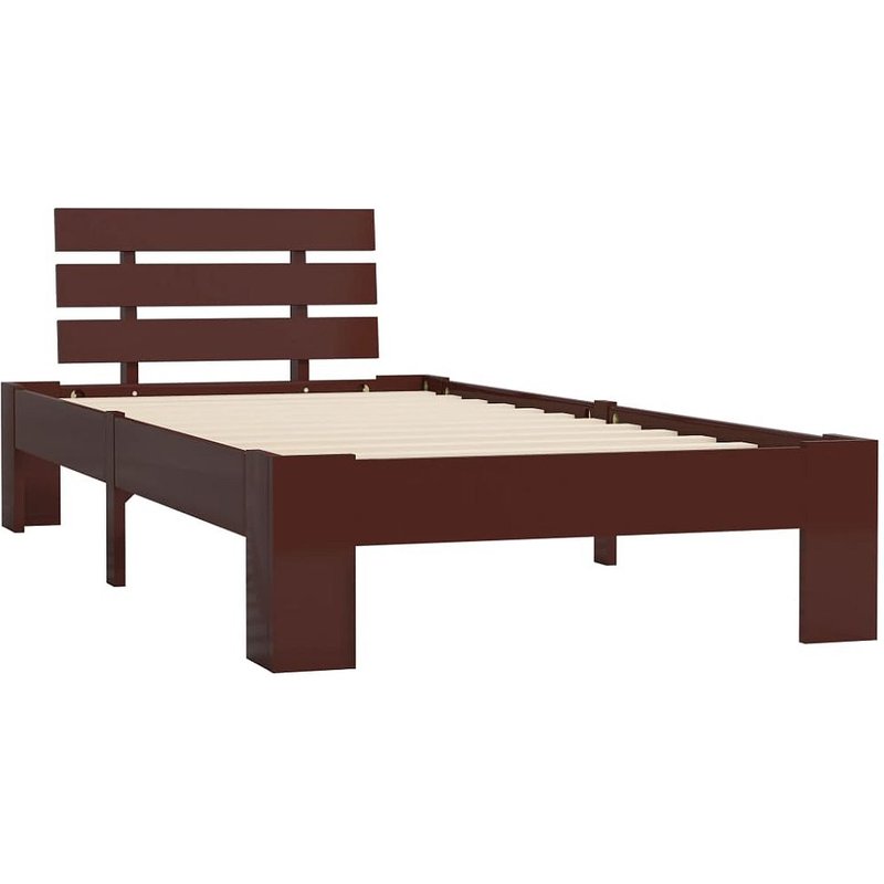 Cadre De Lit Marron Foncé Bois De Pin Massif 100 X 200 Cm