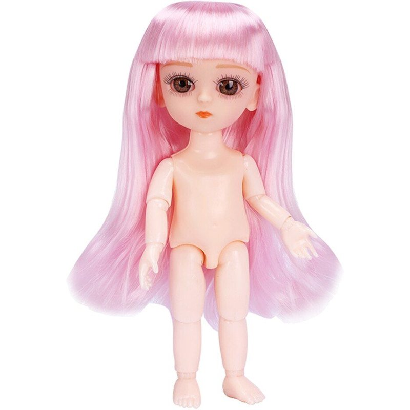 Corps De Poupée Articulée, 13 Articulations, 16cm, Avec Grands Yeux 3d Et Perruque, Figurines Pour Poupée Bjd, Bricolage