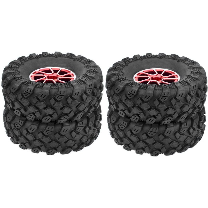 Pneus en caoutchouc de 1.9 pouces et jante de roue en métal, 4 pièces/ensemble pour 1:10 RC Rock Crawler Axial SCX10 90046 AXI03007 pièce de mise à niveau