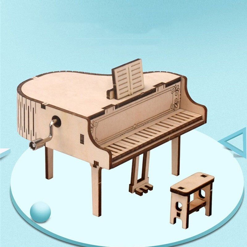 Ensemble De Piano À Manivelle En Bois, Bricolage, Kits D'Assemblage De Maquettes, Jouets, Décorations De Maison, Boîte À Musique, Cadeaux D'Anniversaire Pour Enfants