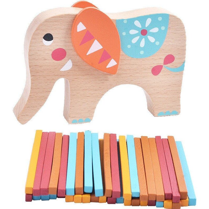 Jouets En Bois Pour Enfants, Blocs De Construction En Forme D'éléphant, Jeux De Société Montessori, Jouets Éducatifs Pour Enfants