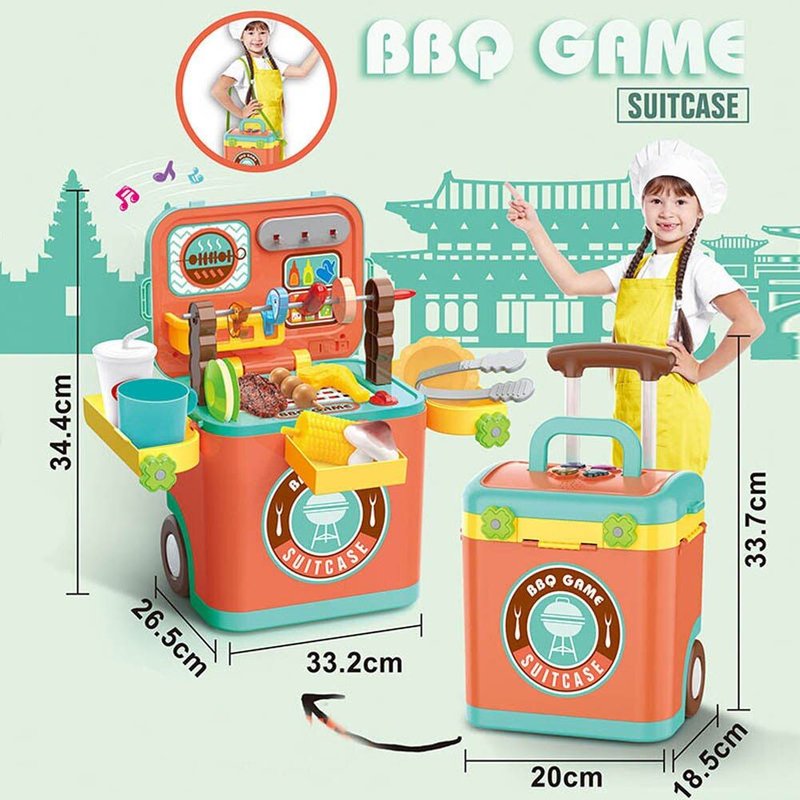 Jouets De Simulation Pour Filles, Jouet D'Anniversaire, Docteur De Cuisine Miniature, Avec Lumière Musicale, Faire Semblant De Faire Du Barbecue, Boîtier De Chariot