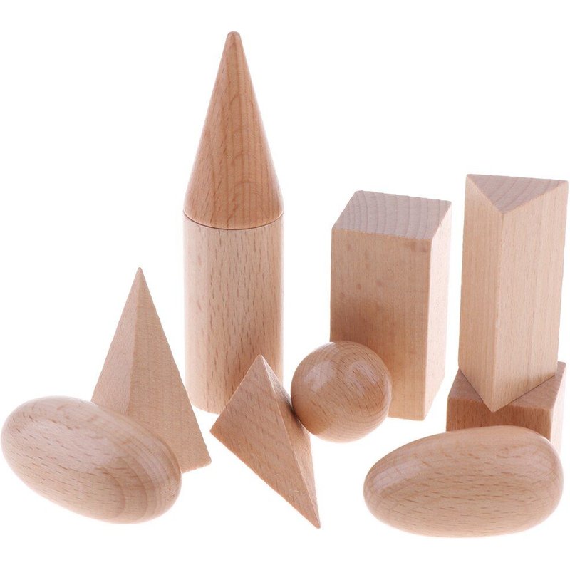 Blocs En Bois Montessori À Formes 3d, Lot De 10 Blocs De Formes Géométriques Solides, Jouet D'apprentissage, Cadeau