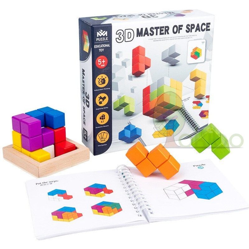 Cube En Bois 3d, Espace De Pensée Logique, Blocs De Construction D'Entraînement, Jeu De Société Parent-Enfant Montessori, Aides Pédagogiques, Jouet Cadeau