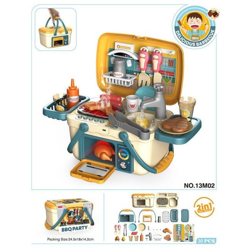 Panier De Cuisine Pour Enfants, Ensemble De Jeu Pour Barbecue, Pique-Nique Portable, Jouets Avec Musique Et Lumières, Jouets De Cuisine Pour Filles