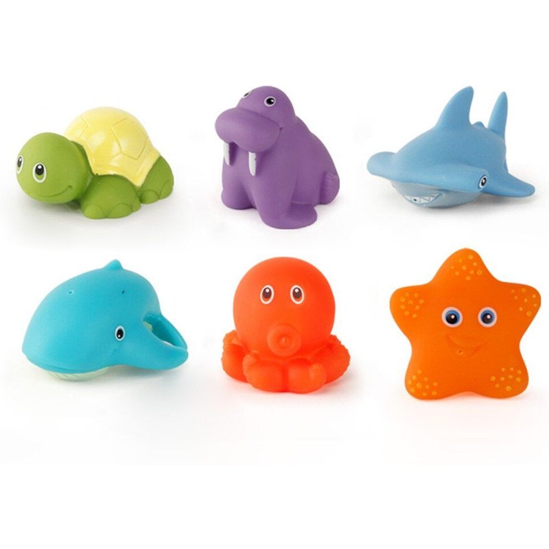 Jouet De Bain En Vinyle Pour Bébé, Spray D'Eau, Caoutchouc Souple, Animaux À Presser, Fournitures De Natation Pour Enfants, 6 Pièces