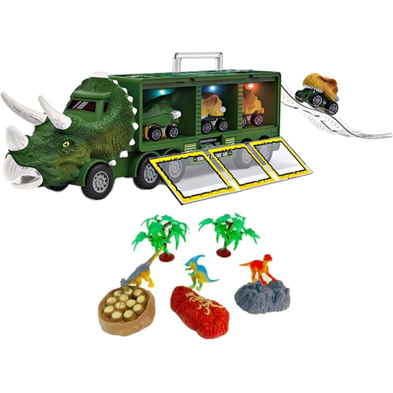 Jouets De Dinosaures Avec Lumières Clignotantes, Musique Et Son Rugissant, Jouet De Dinosaure 14 En 1, 3 Voitures De Traction, 3 Dinosaures