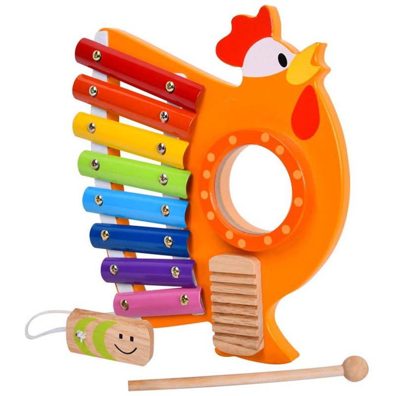 Jouet De Piano 3 En 1 Pour Enfants, En Bois, Huit Tons, Coq Xylophone, Musical, Coups À La Main