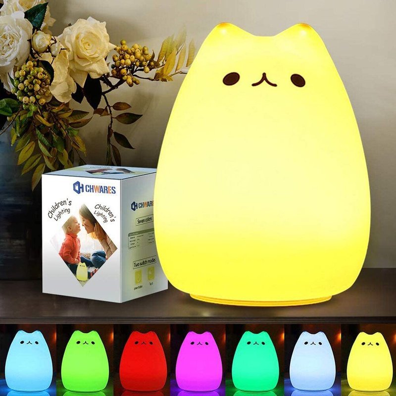 Veilleuse Colorée En Silicone Avec Télécommande Pour Enfants, Design Chat De Dessin Animé, Luminaire Décoratif D'intérieur, Idéal Pour Un Salon