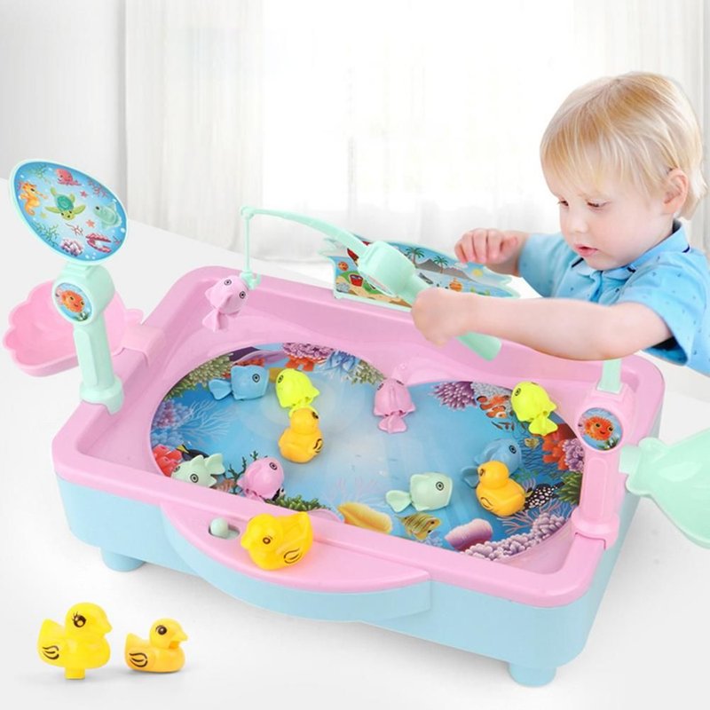Jouets De Pêche 2 En 1 Pour Enfants, Jeu De Pêche Rotatif Électrique, Ensemble D'assiettes Musicales Pour Bébés, Apprentissage Magnétique, Éducatif, Cadeau