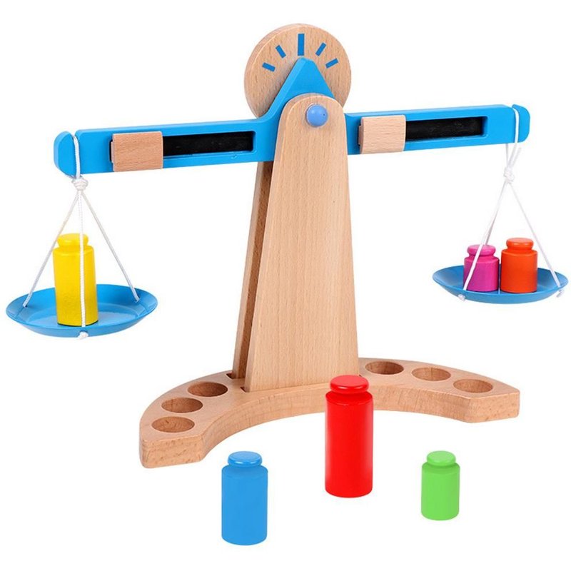 En Bois Montessori Balance Enfants Balance Enseignement Primaire Balance À Plateau Poids Ensemble Préscolaire Jouets Éducatifs