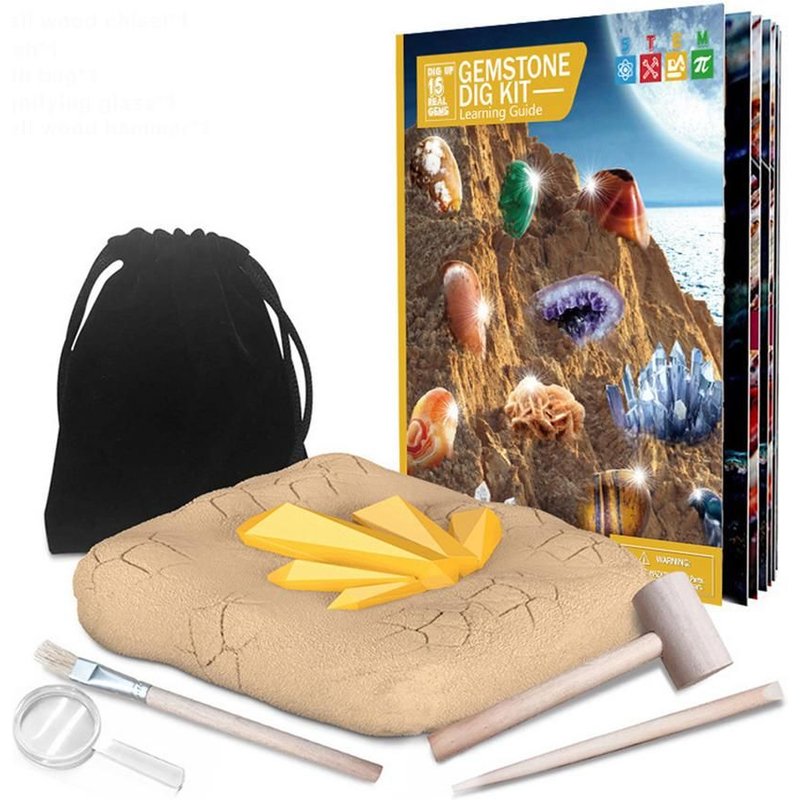 Pierres Précieuses Creuser Kit Bijou Creuser Ensemble D'outils Pour Enfants 15 Pierres Précieuses D'excavation Jeu Jouet Éducatif Géographique Minière Jouets Science