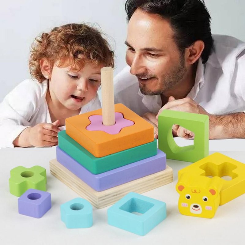 Empileur En Bois Arc-En-Ciel Pour Enfants, Jouets D'apprentissage Pour Tout-Petits, Cadeau Pour Enfants, Blocs De Construction, Jouet Puzzle