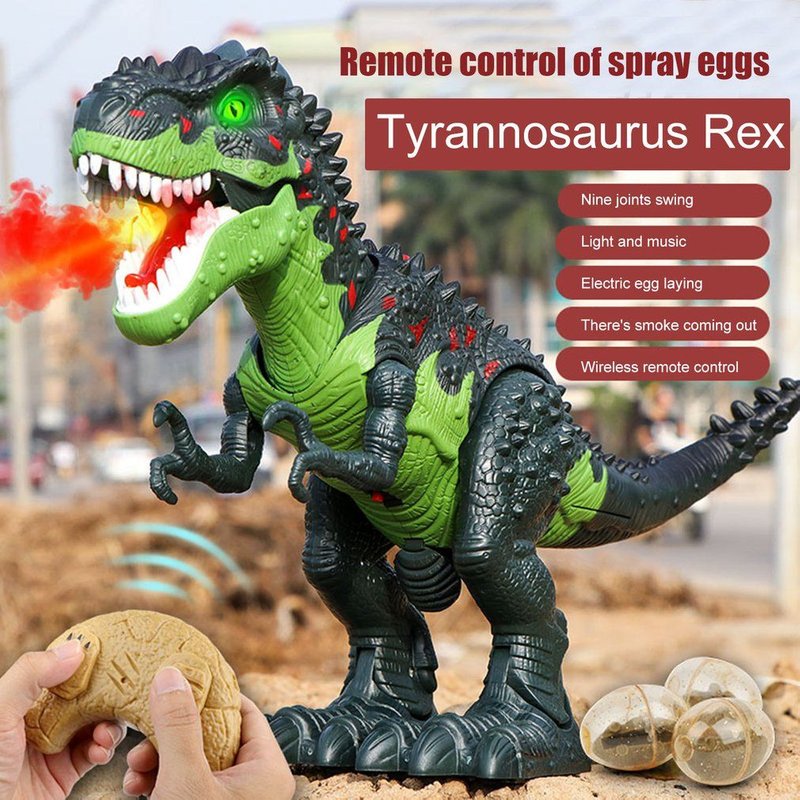Jouet Dinosaure Télécommandé, Tyrannosaure Rex, Sons D'Animaux En Marche Électriques, Musique, Spray Lumineux, Pour Enfants