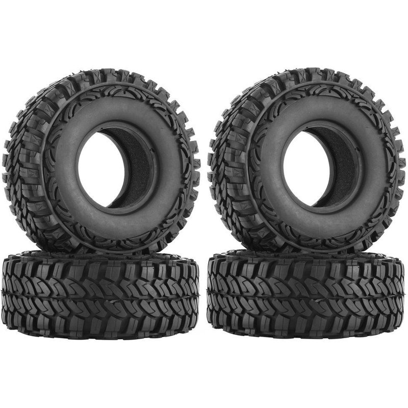 Pneus De Roues En Caoutchouc De 114mm 1.9 Pouces, Pour Voiture À Chenilles Axiale 1:10 Rc Scx10 90046 Tamiya Cc01 D90 D110, 4 Pièces