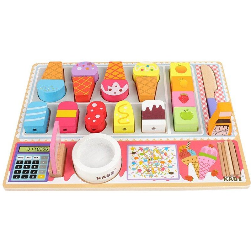 Jouets En Bois Simulation De Cuisine Pour Enfants, Maison De Jeu, Magasin De Fruits Et Glaces, Ensemble De Barbecue, Cognitive, Caisse Enregistreuse Éducative
