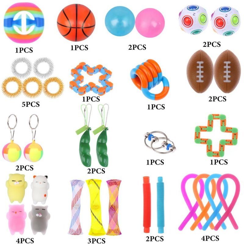 Jouets Anti-Stress 34 Pièces, Anti-Anxiété, Ensemble De Jouets Anti-Stress