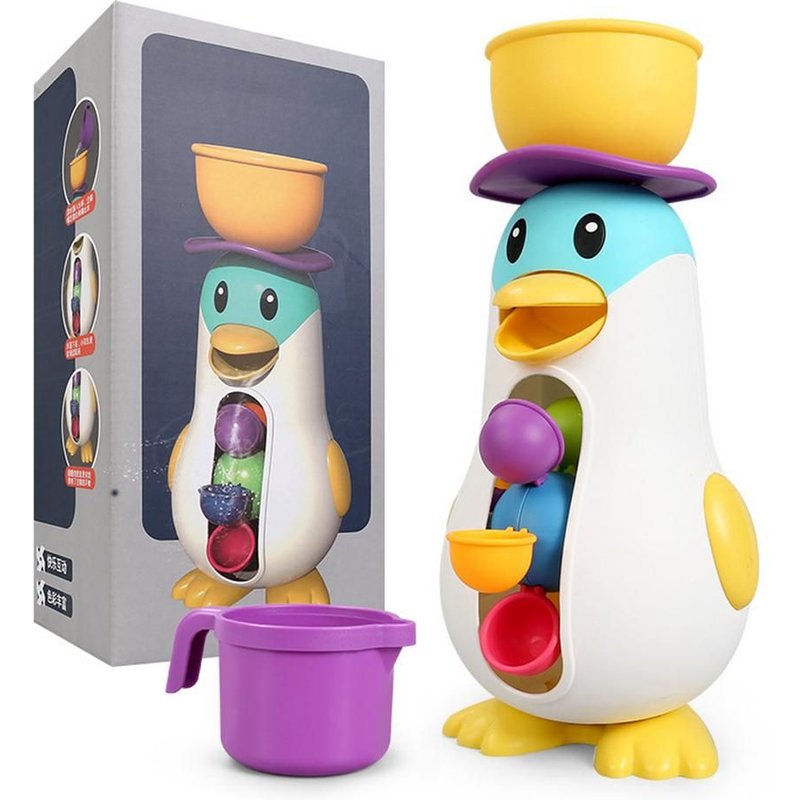 Jouet De Bain Pour Bébé, Bain Dans La Salle De Bain Avec Un Bain D'eau, Moulin À Vent, Roue À Eau, Pingouin, Qui Tourne Pour S'amuser