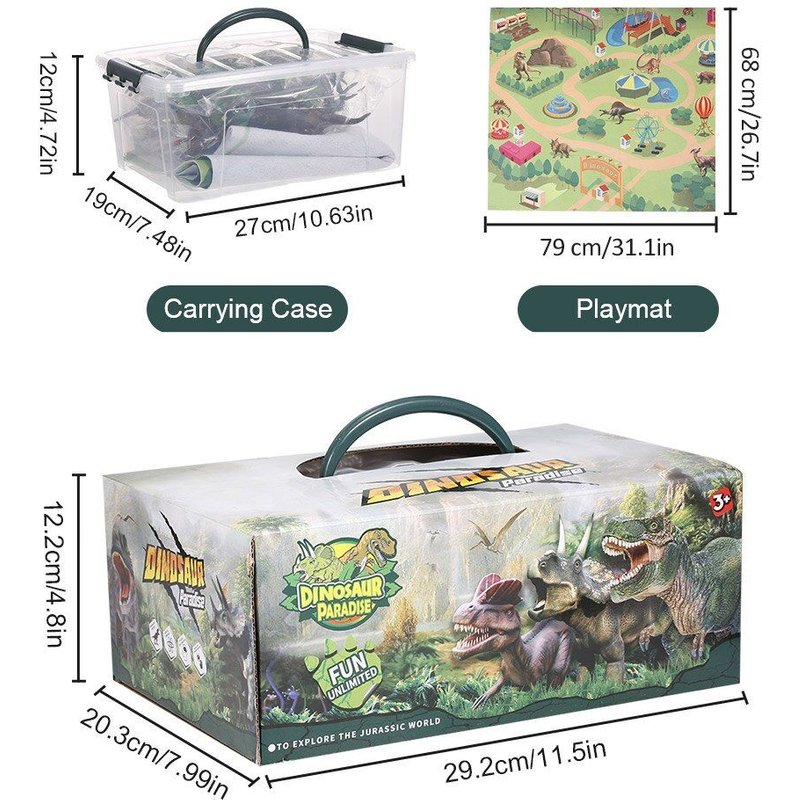 Figurines De Dinosaures, Tapis De Jeu Réaliste, Modèle Tyrannosaure Rex Triceratops, Boîte De Jouets Éducatifs, Cadeaux